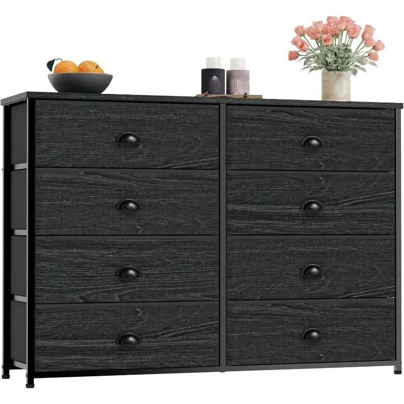 

8 Drawer Dresser for Bedroom, TV Stand with Fabric Bins for 50'' TV, Large Chest of Drawers for Bedroom, Office, Dorm,Closet