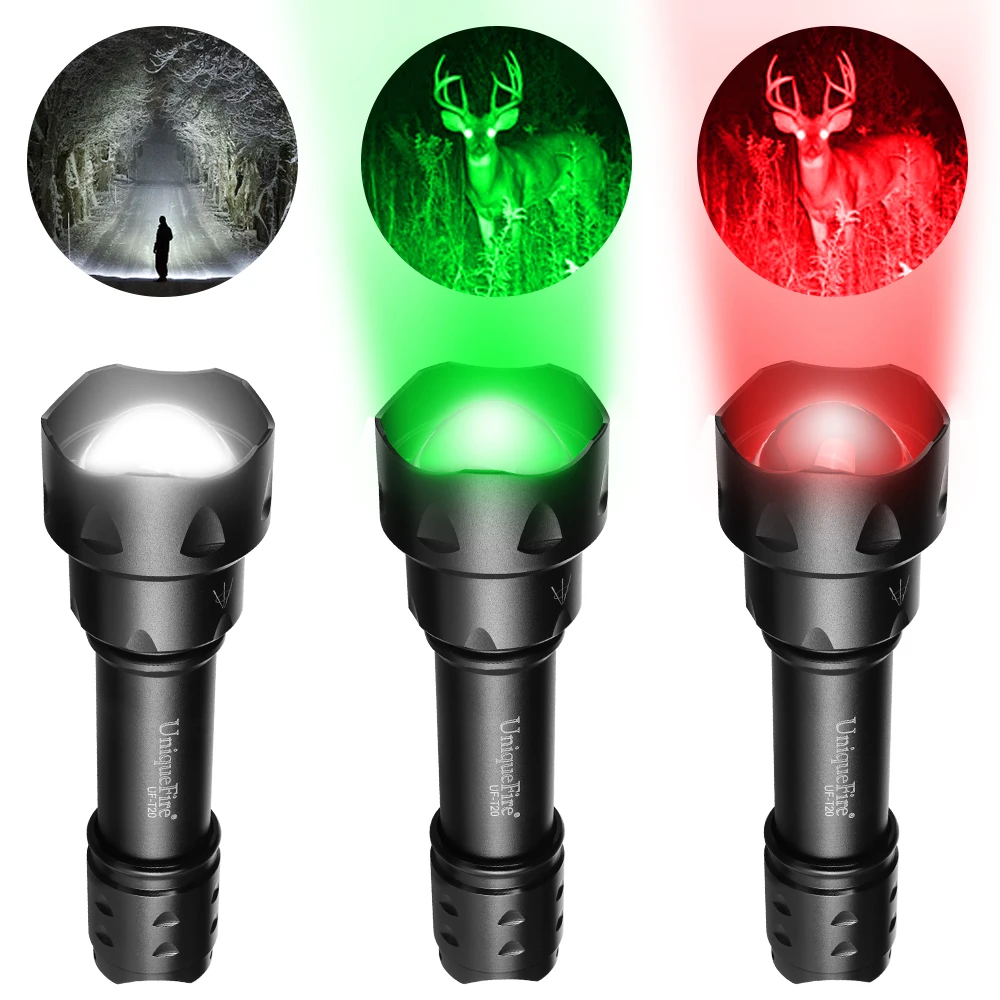 UniqueFire T20 XRE LED Hunting Flashlight Green White Red Light 3 Modes Zoomable Lamp Torch for Coyote Hog Predator Hunting
UniqueFire T20 XRE LED Hunting Flashlight Green White Red Light 3 Modes Zoomable Lamp Torch for Coyote Hog Predator Hunting