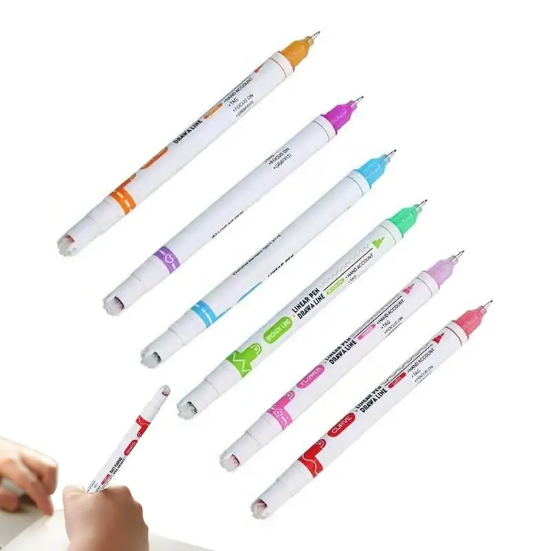 

Highlighter Pen Set 6Pcs Flownwing Flair Pens With 6 Different Shape Fine Tips Colored Pens Highlighter Craft Pens And Markers