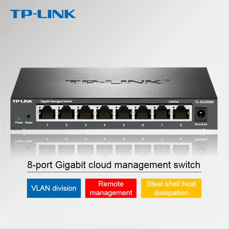 

TP-LINK Cloud Switching TL-SG2008D 8-port Full Gigabit Web Network Management Cloud Management Switch Network Cable Splitter