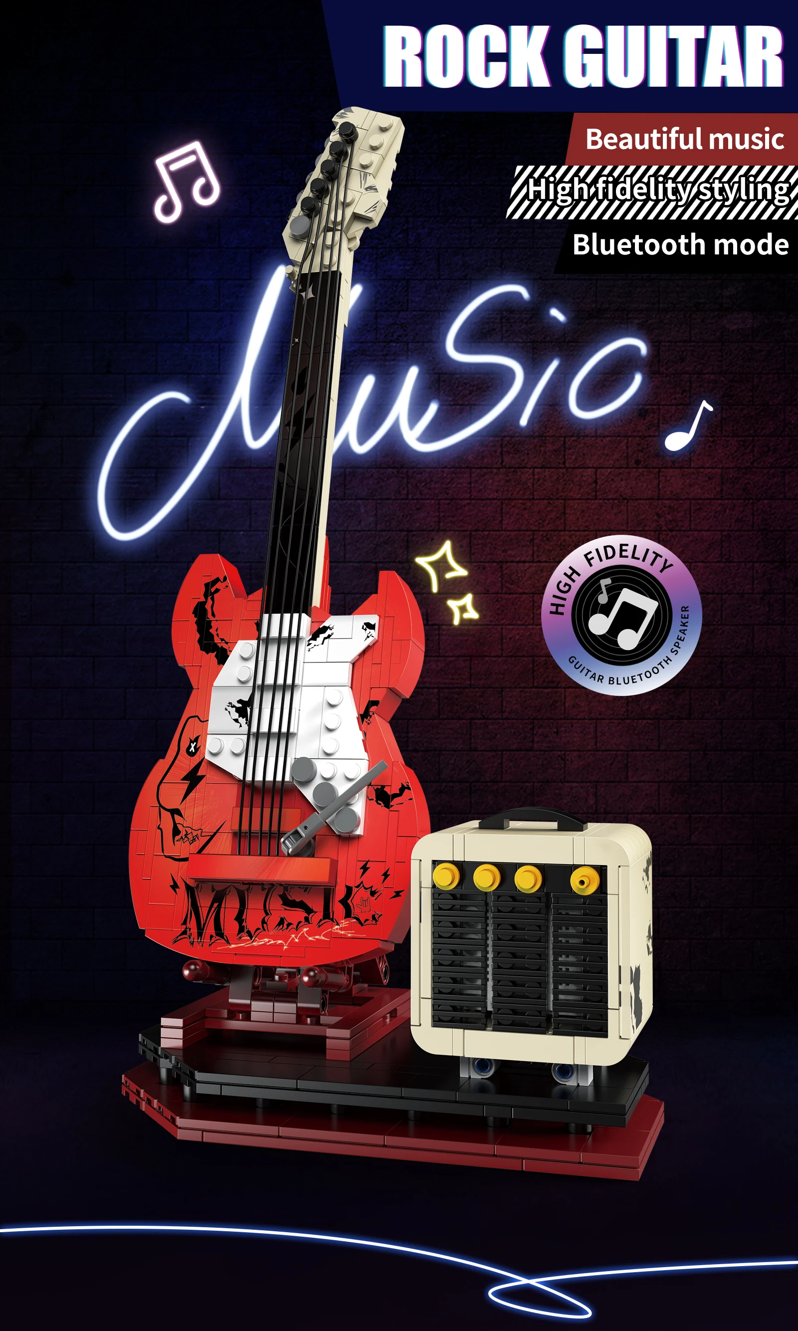 Artist Guitar APP Control Building Blocks Bricks Technical With Bluetooth Audio USB Gift Music Playback Adult Toys Festival Gift Artist Guitar APP Control Building Blocks Bricks Technical With Bluetooth Audio USB Gift Music Playback Adult Toys Festival Gift