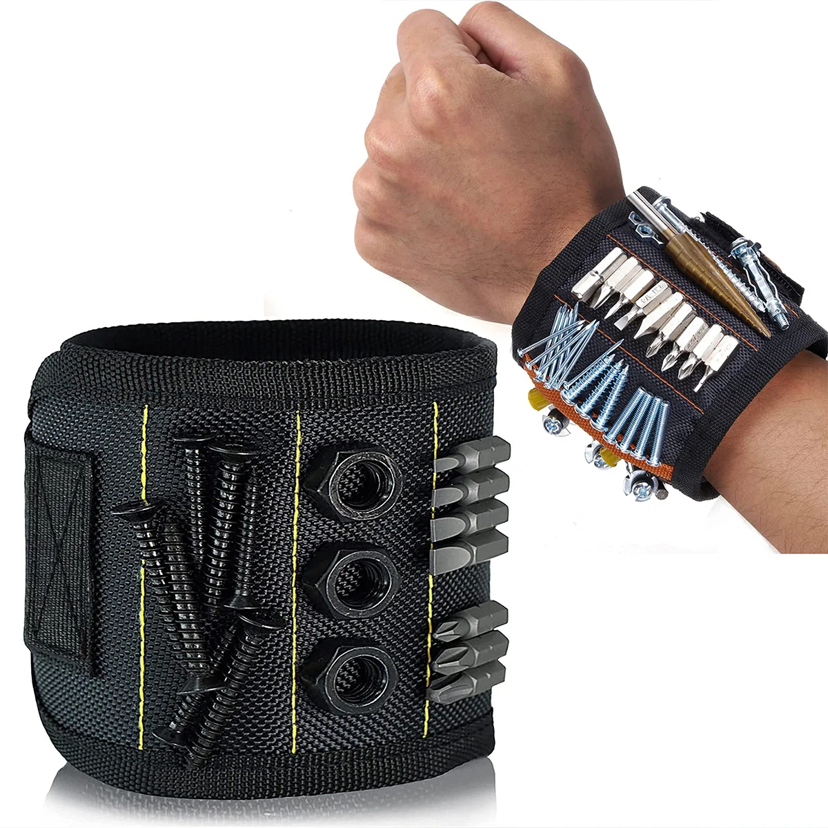 

Magnetic Wristband for Holding Screws,Nails，Drilling Bits,Wrist Tool Holder Belts with Strong Magnets,Cool Gadgets for Men, wome