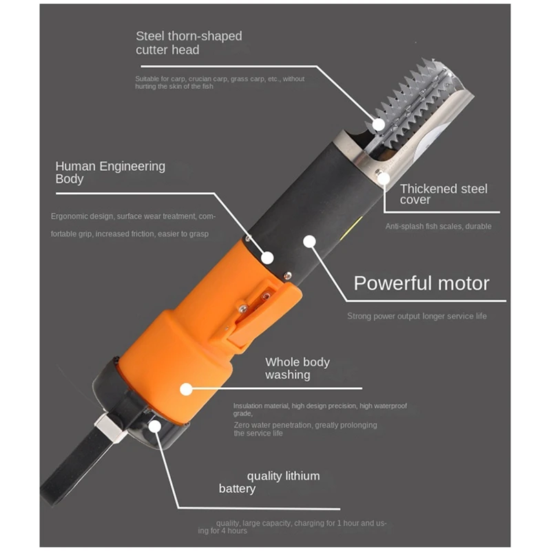 Orange Scaler 6800 RPM Fish Scale Remover Seafood Tool Cleaner Waterproof Battery Wireless Cleaner EU Plug
Orange Scaler 6800 RPM Fish Scale Remover Seafood Tool Cleaner Waterproof Battery Wireless Cleaner EU Plug