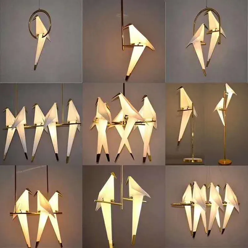 

Modern Creative Thousand Paper Crane Chandelier Iron LED Loft Bedroom Study Hall Dining Room Children's Lighting