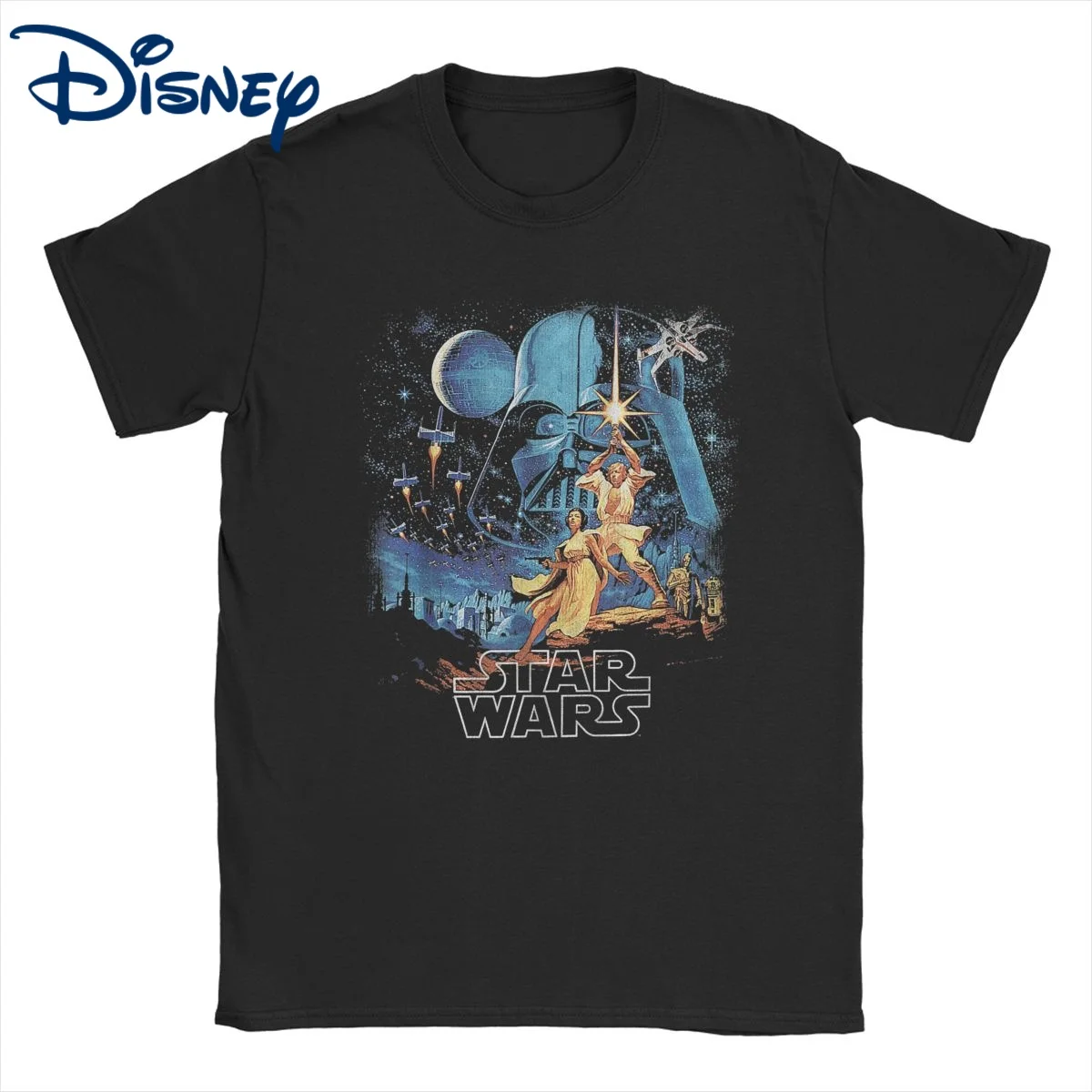 

Disney Star Wars T-Shirts Men Women A New Hope Faded 100% Cotton Tee Shirt Crew Neck T Shirt Graphic Printed Clothes