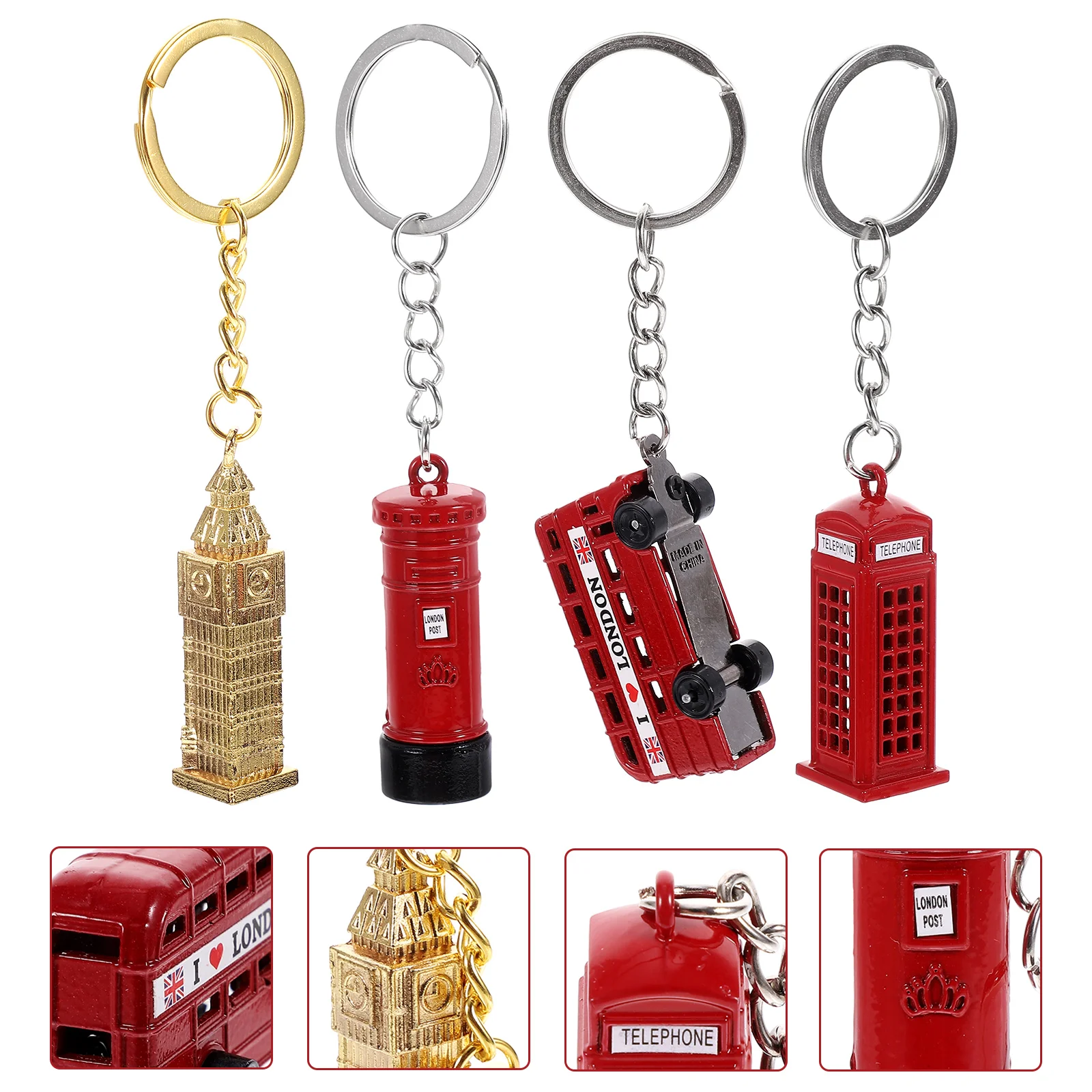 4 Pcs Model Key Chain Travel Wallet Purse Hanging Ornament Zinc Alloy Telephone Booth Keychain
4 Pcs Model Key Chain Travel Wallet Purse Hanging Ornament Zinc Alloy Telephone Booth Keychain