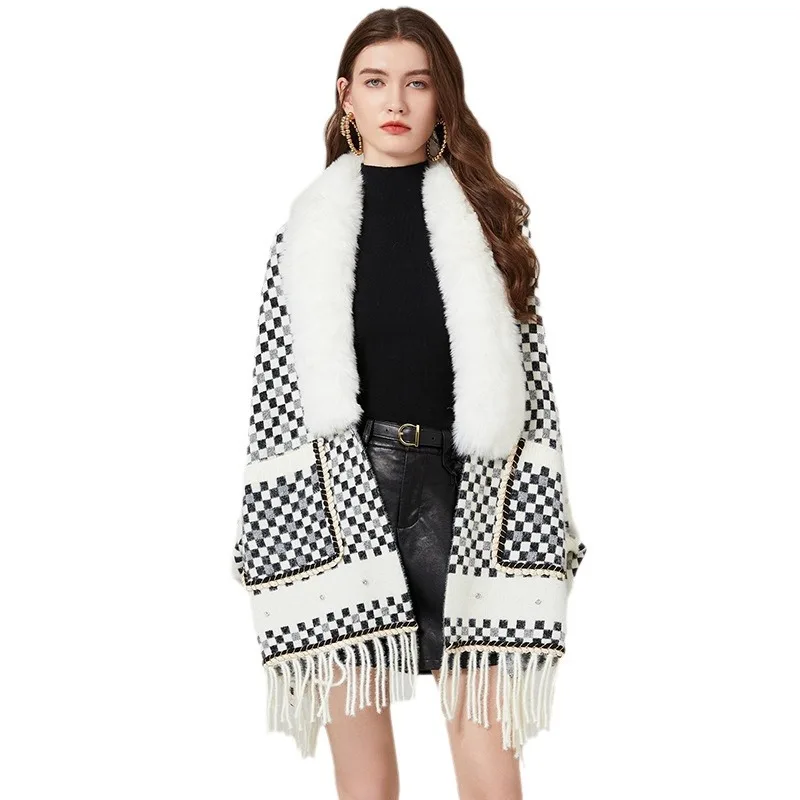 Женский свитер, куртка на осень и зиму, черная, белая, кофейная, имитация норки, бархатная, с большим воротником, Вязаная Шаль, клетчатая верхняя одежда
Женский свитер, куртка на осень и зиму, черная, белая, кофейная, имитация норки, бархатная, с большим воротником, Вязаная Шаль, клетчатая верхняя одежда