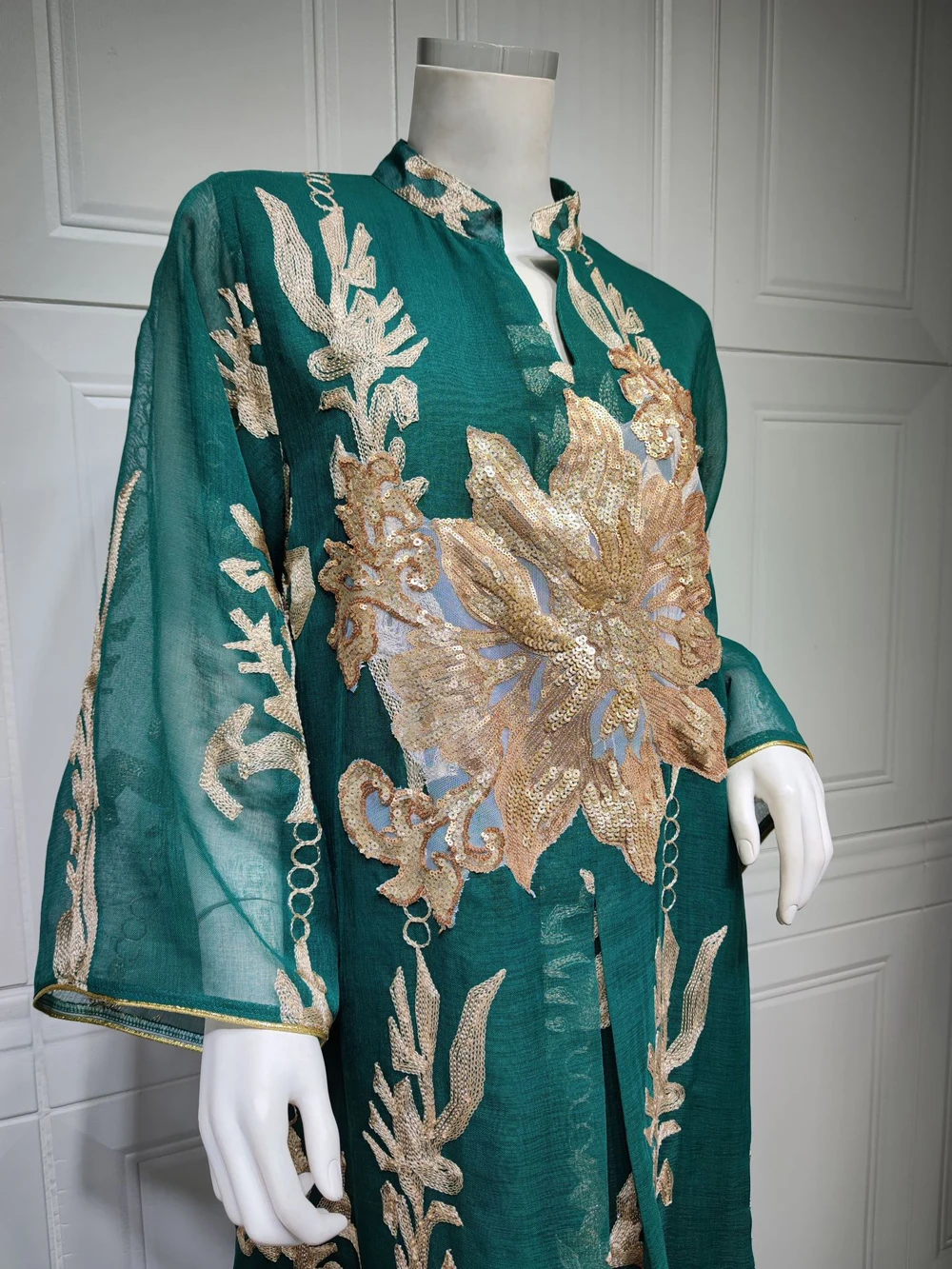 Maxi Dress Golden Sequins Embroidery Green White Abaya Woman Muslim Female Jalabiya Arabic Elegant Clothing Long Sleeves 199 Mallzona S4ad0cfcf3f30445183d2b8c33b21df48O Maxi Dress Golden Sequins Embroidery Green White Abaya Woman Muslim Female Jalabiya Arabic Elegant Clothing Long Sleeves Mallzona