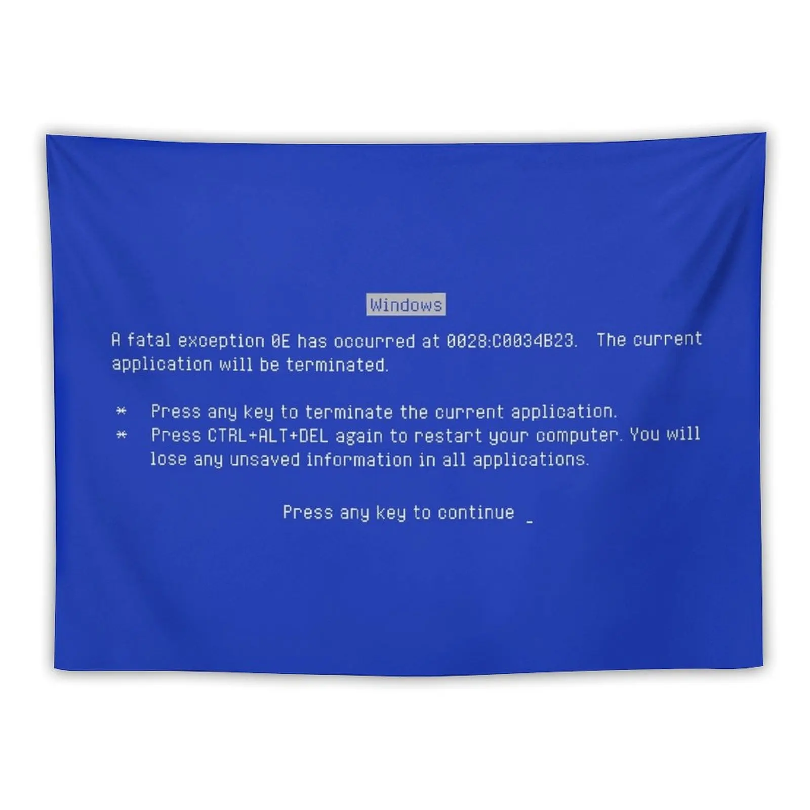 Blue Screen of Death (BSOD) Tapestry Bedroom Decorations Cute Decor Hanging Wall Home Decorating Tapestry
Blue Screen of Death (BSOD) Tapestry Bedroom Decorations Cute Decor Hanging Wall Home Decorating Tapestry