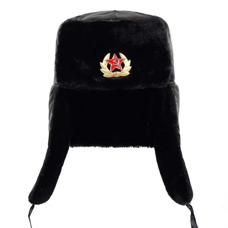 

Fashion Wild Winter Warm Ski Caps Soviet Badge Lei Feng Hat Windproof Waterproof Men Women Outdoor Hat Thick Earmuffs Warm Hats