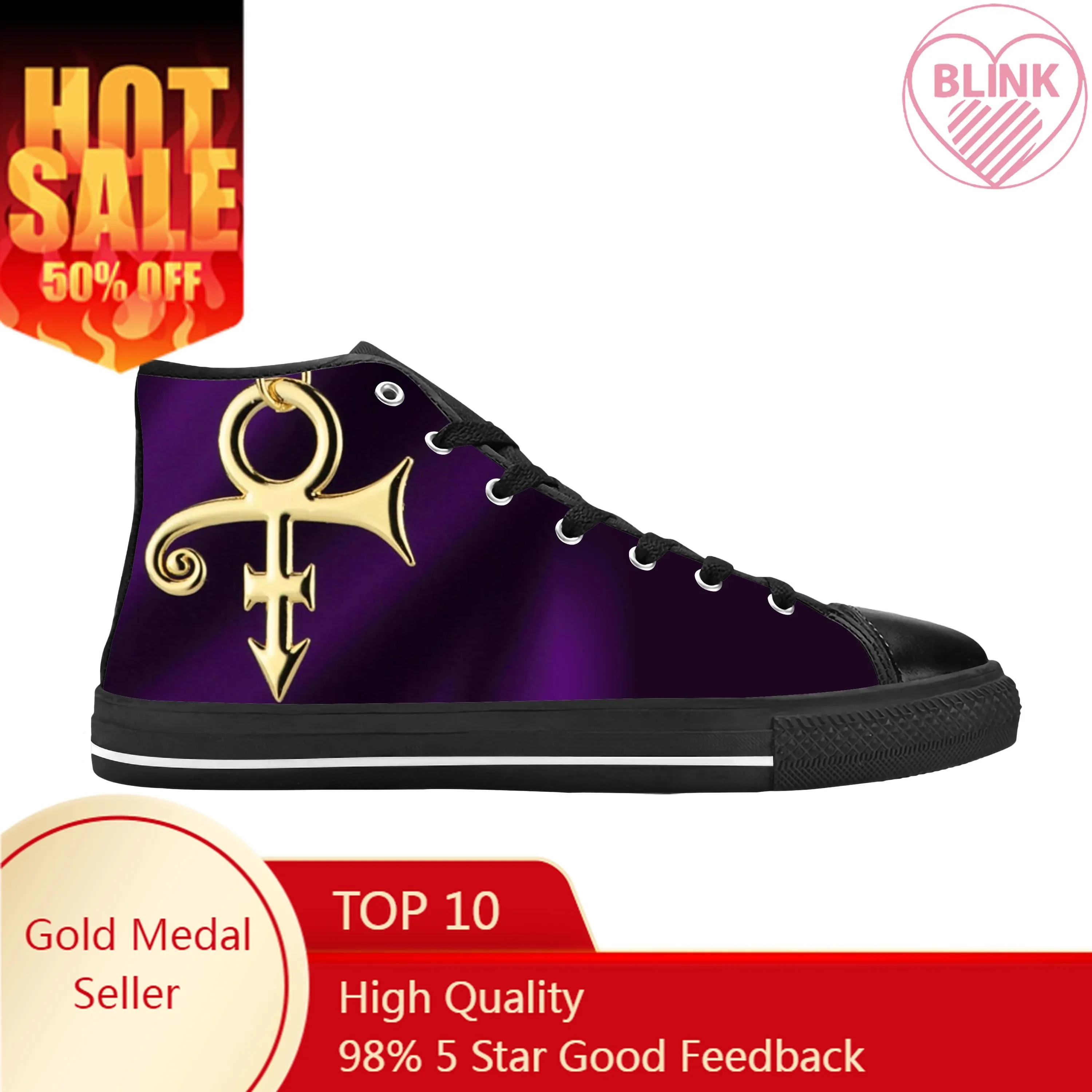 

Prince Rogers Nelson Purple Rain Love Symbol Cool Casual Cloth Shoes High Top Comfortable Breathable 3D Print Men Women Sneakers