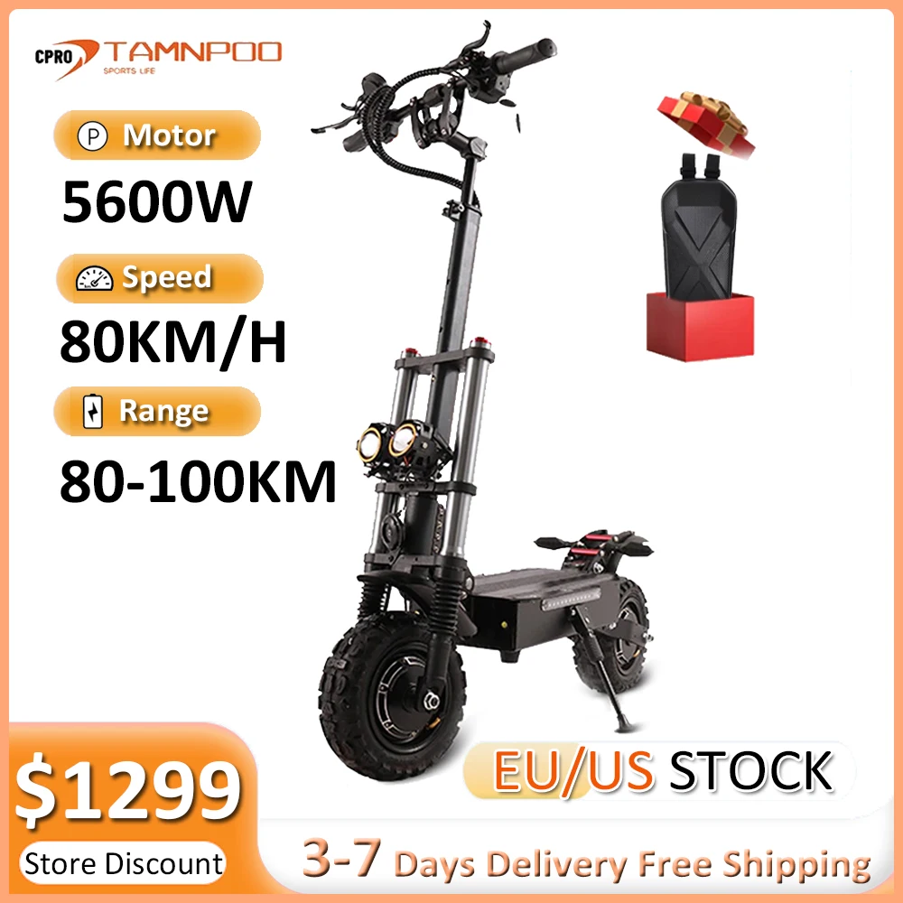 

5600W Dual Motor Electric Scooter 60V 38.4AH 80KM/H Max Speed 11 Inch Off Road Tire Escooter Powerful Electric Scooter for Adult