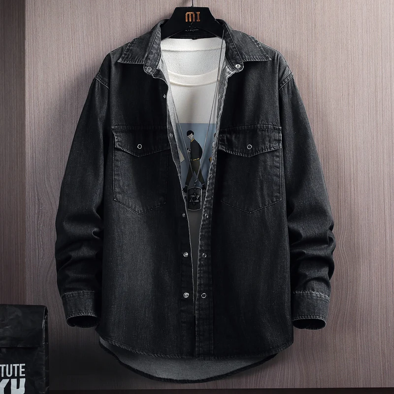 Japanese Loose Black Denim Shirt 2022 Autumn New Men's Business Casual Denim Jacket Male Trendy All-match Classic Brand Jean Top
Japanese Loose Black Denim Shirt 2022 Autumn New Men's Business Casual Denim Jacket Male Trendy All-match Classic Brand Jean Top