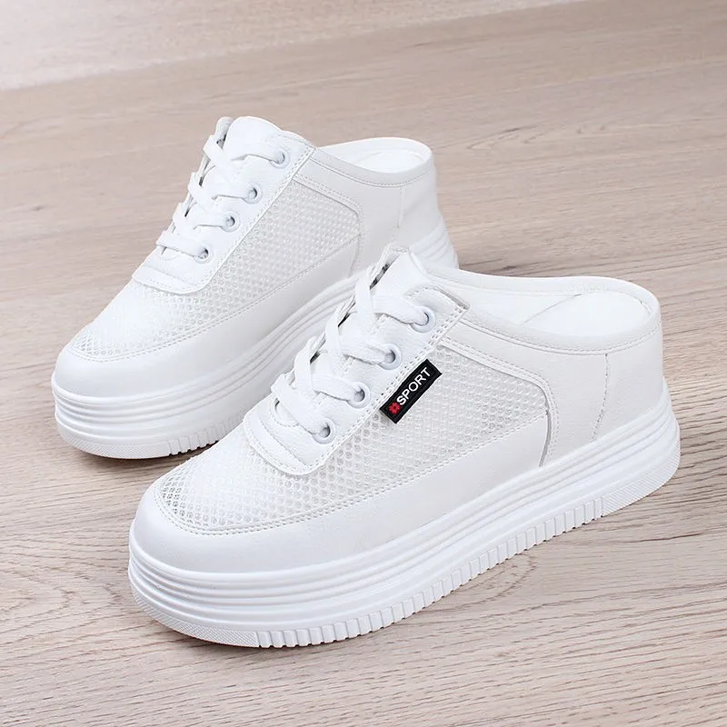 Туфли женские базовые, дышащие шлепанцы, на шнуровке, круглый носок, Повседневная Уличная обувь, модель 2023