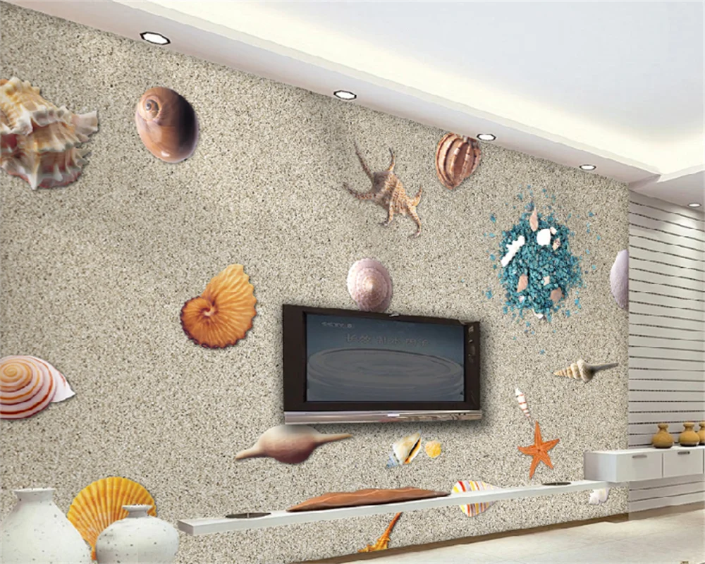 

wellyu Papel de parede custom wallpaper 3d stereo Mediterranean starfish shell TV sofa background wall mural papier peint behang