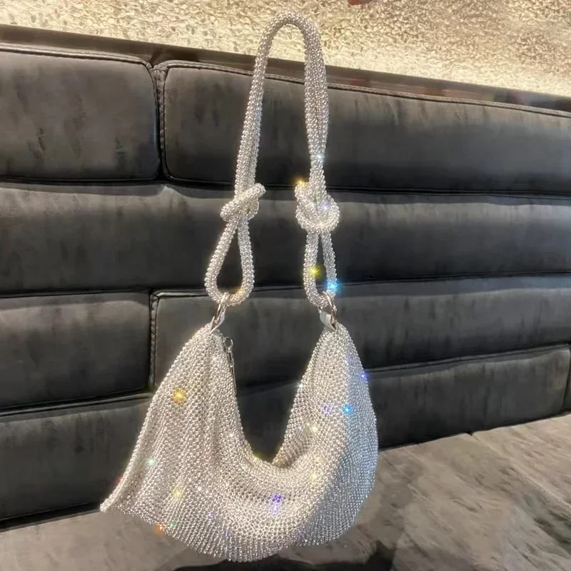 

luxury Designer hobo shoulder bag Handle Shining Rhinestones Evening clutch Bag Purse Crystal Purses and handbag Hobo Bags