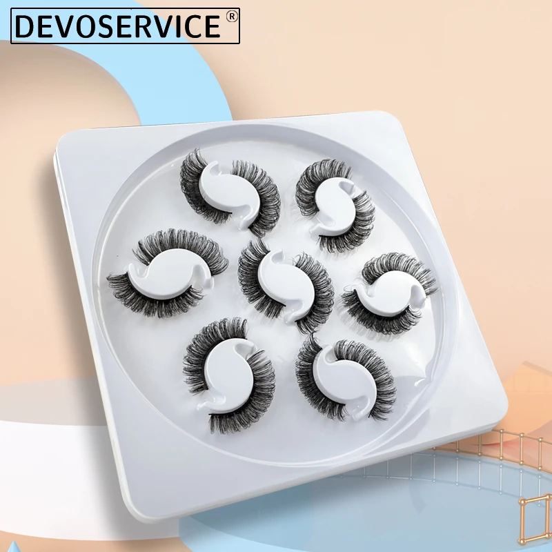 

DEVOSERVICE Lashes 7 Pairs Faux Mink Natural Fluffy False Eyelashes Beauty 3D Reusable D Curl Messy Eyelash Extensions Wholesale