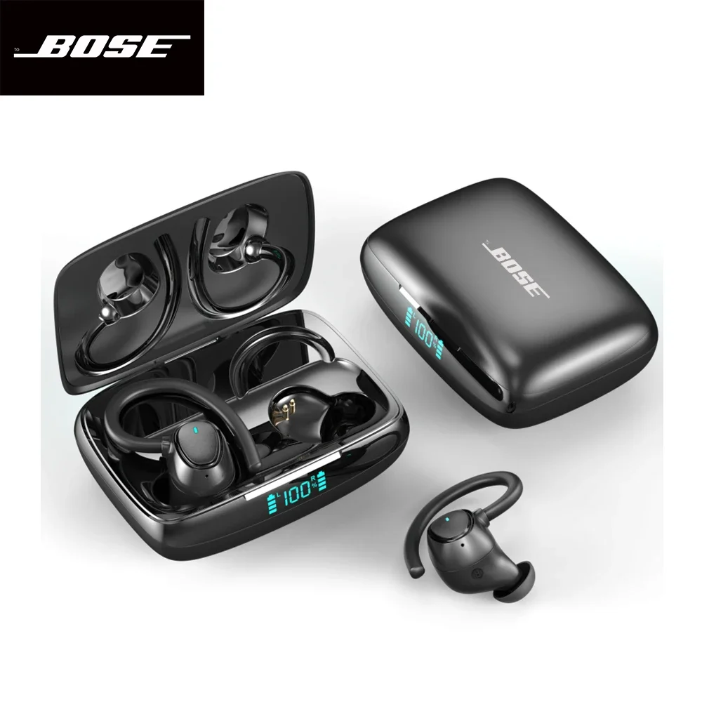 

Original toBose Sports Earbuds Bass Stereo Ear Hook Wireless Earphones Touch Control LED Display Gaming Headset