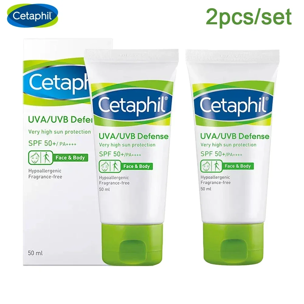 

2pcs Set Cetaphil Uva/uvb Defense Sunscreen Spf 50+ Moisturizing Sun Protection Cream For Face Body Anti Aging Skin Care Product