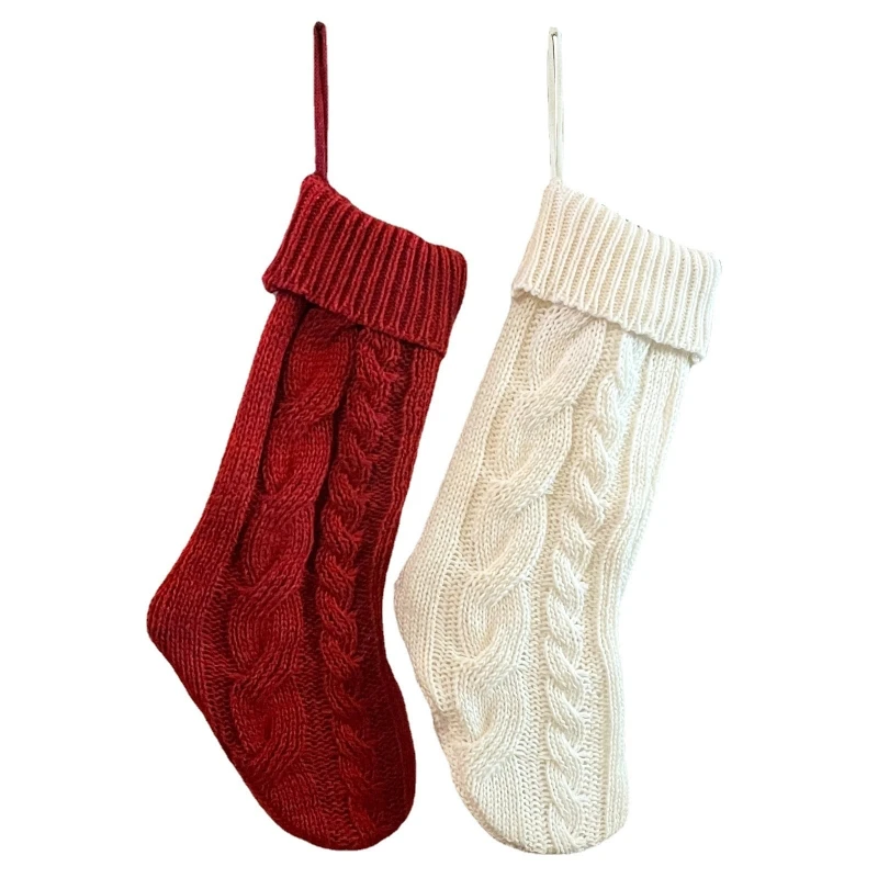 

Christmas Knitted Thread Stocking Xmas Tree Decor Stockings Pendant Crafts for Trees Firplace Wall Window Decoration