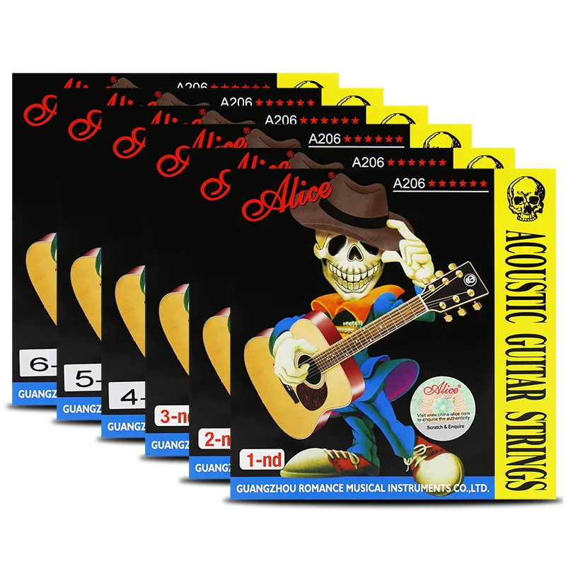 

10 Sets Alice A206 Stainless Steel Coated Phosphor Bronze Anti-Rust 1st-6th Acoustic Guitar Strings 011-052