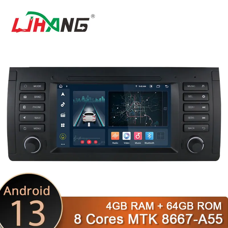 

LJHANG Car Multimedia Player Android 13 for BMW E39 X5 M5 E38 E53 GPS Navigation 1 Din Car Radio Autoaudio Stereo Video DSP WiFi