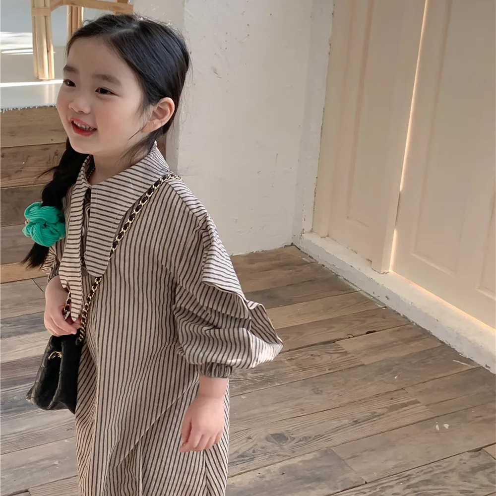 Children Shirt 2023 Girls' Striped Irregular Dress Children's Lapel Long Sleeve Vertical Stripe Dress
Children Shirt 2023 Girls' Striped Irregular Dress Children's Lapel Long Sleeve Vertical Stripe Dress