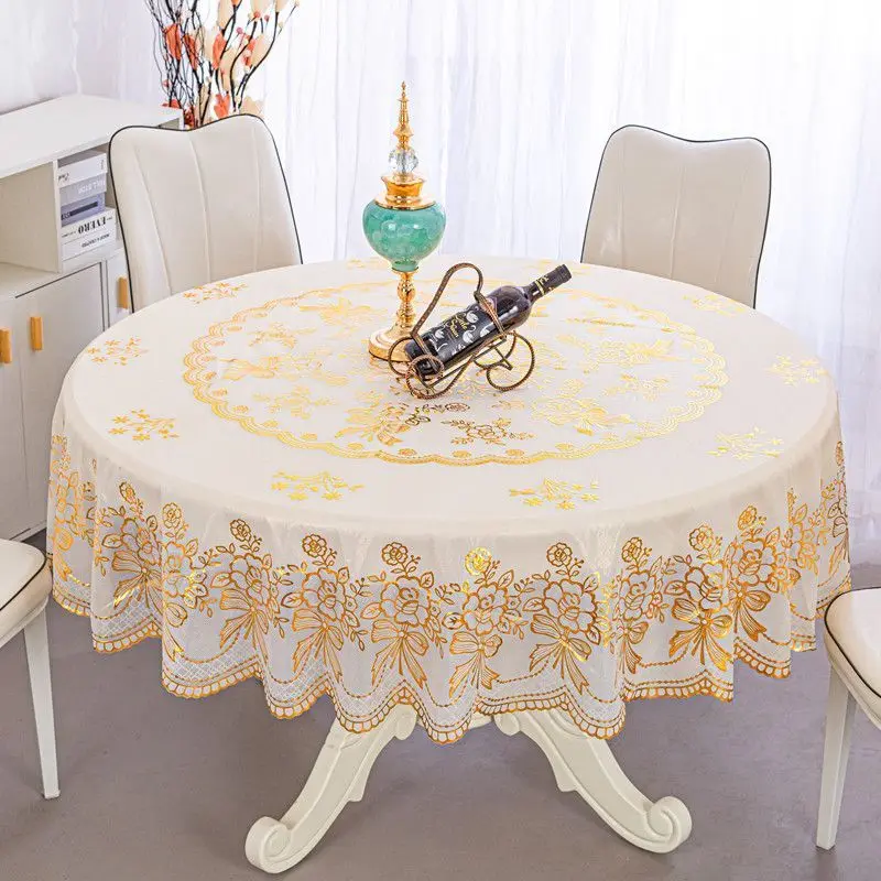 

Simple High-end Round Tablecloth Waterproof Scald and Stain Resistant Coffee Table Mat Hotel Home Wash Free Round Table Cloth