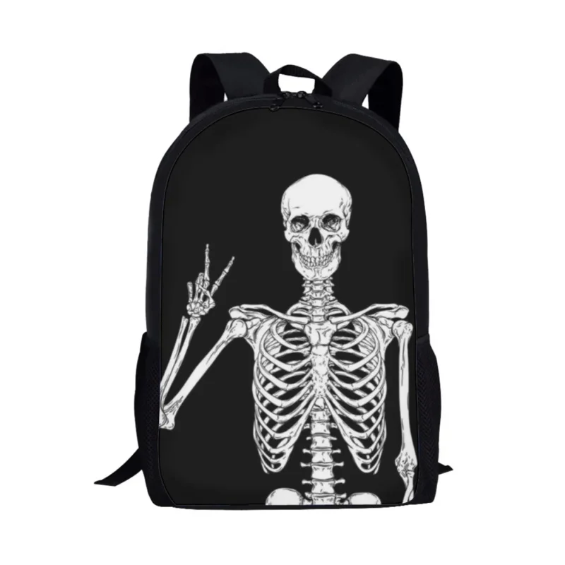 

Дизайнерский рюкзак с черным черепом для детей, школьная сумка для девочек и мальчиков, модный студенческий портфель для книг, повседневный дорожный ранец для подростков