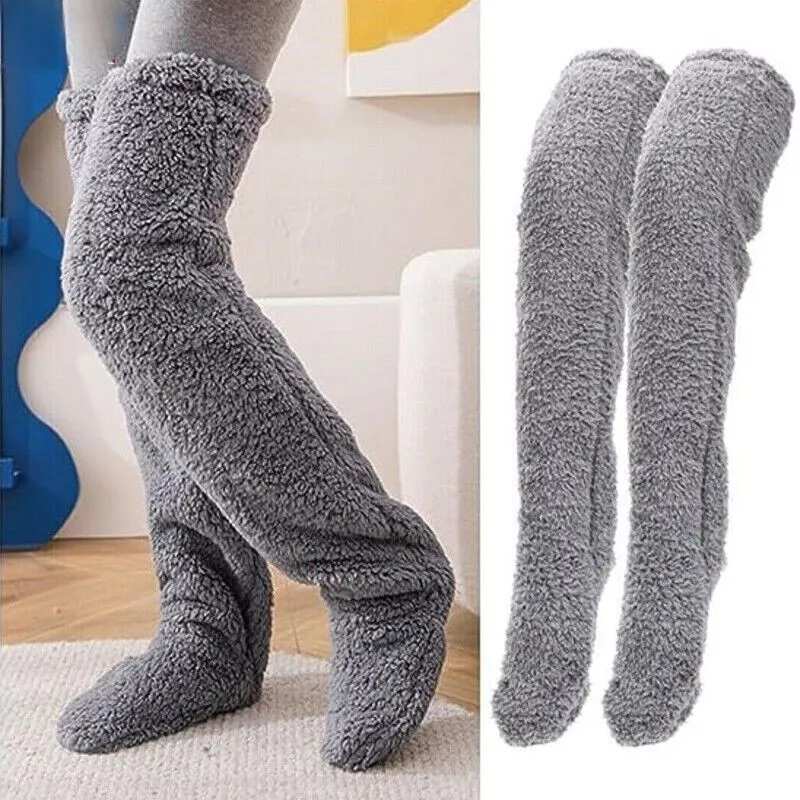 

Winter Thigh High Socks Over Knee Fuzzy Boot Stocking Thicken Warm Knee Protection Plush Leg Warmers for Office Home Women Kids