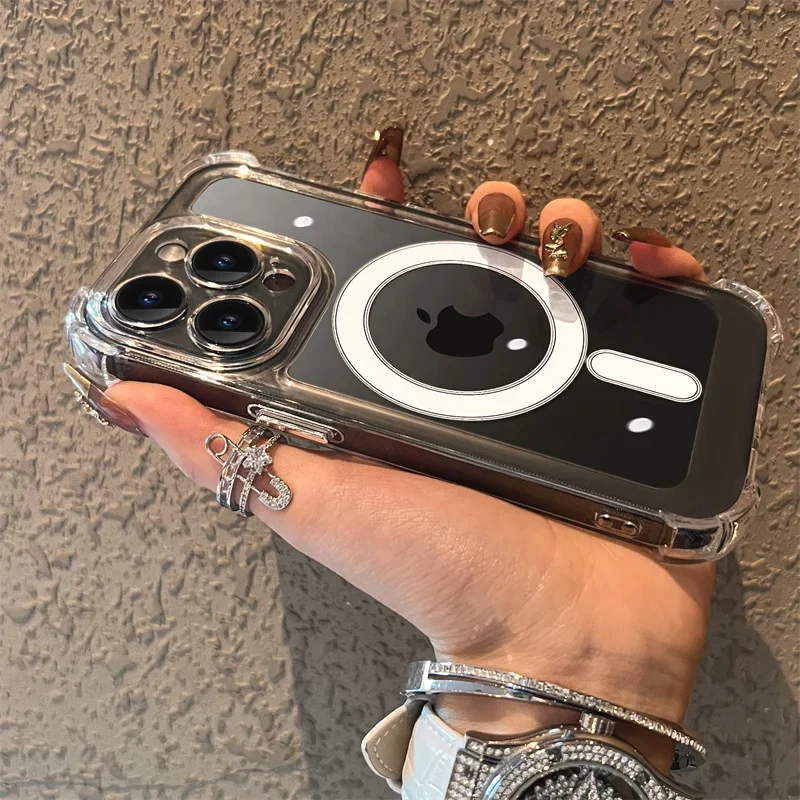 Luxury Wireless Charge Magsafe Transparent Phone Case For iPhone 15 14 13 12 11 Pro Max 15 Plus Magnetic Shockproof Bumper Cover
Luxury Wireless Charge Magsafe Transparent Phone Case For iPhone 15 14 13 12 11 Pro Max 15 Plus Magnetic Shockproof Bumper Cover