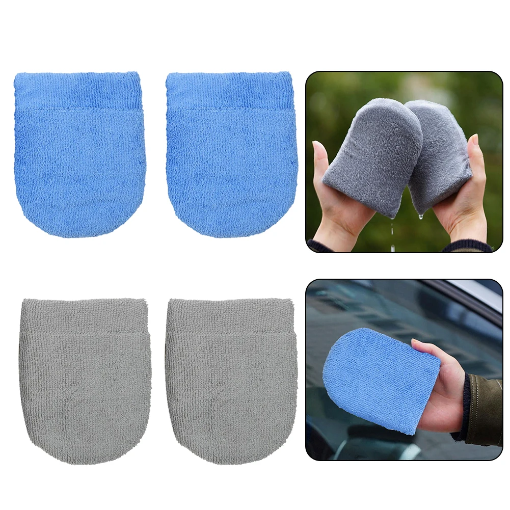 

2pcs Microfiber Car Wax Applicator Mitt Polishing Sponge Wax Foam Washing Pads For Car Cleaning Auto Detailing