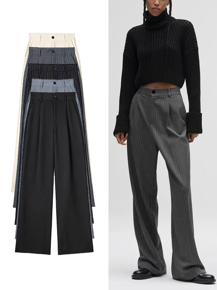 2024 Women's Fashion Side Pockets Front Slit Full Pants Vintage High Waist Zipper Women's Pants Mujer Fashion Straight Pants
2024 Women's Fashion Side Pockets Front Slit Full Pants Vintage High Waist Zipper Women's Pants Mujer Fashion Straight Pants