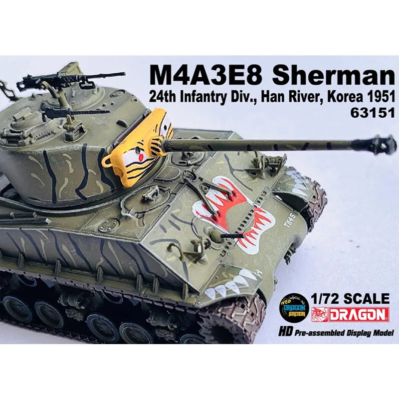 

Tank Model 1/72 M4A3E8 Sherman Tiger Face 89th Battalion/24th Infantry Div. Korea No.63150-63152 Military Collection In Stock