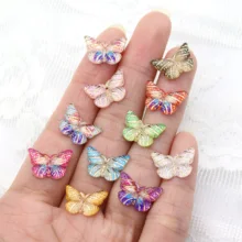 40pcs 10*15mm mini resin butterfly flatback 1 hole Cabochons DIY Scrapbook Hair Bows Bracelet pendant Handmaking Ornaments