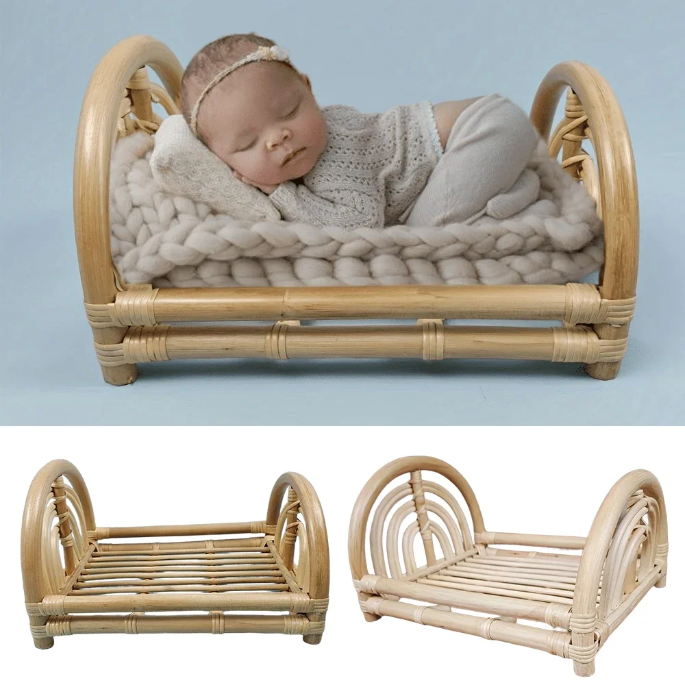 

Newborn Photography Props Bed Hollow Doll Bed Rattan Crib Basket Infant Girl Boy Posing Furniture Shooting Studio Accessories