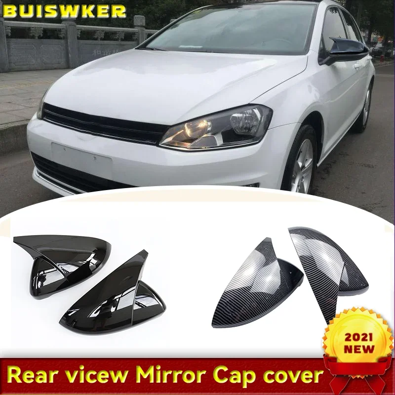 

2 pieces for VW Golf 7 MK7 7.5 GTD R GTI Touran L E-GOLF Side Wing Mirror Cover Caps Bright Black RearView Mirror Case Cover