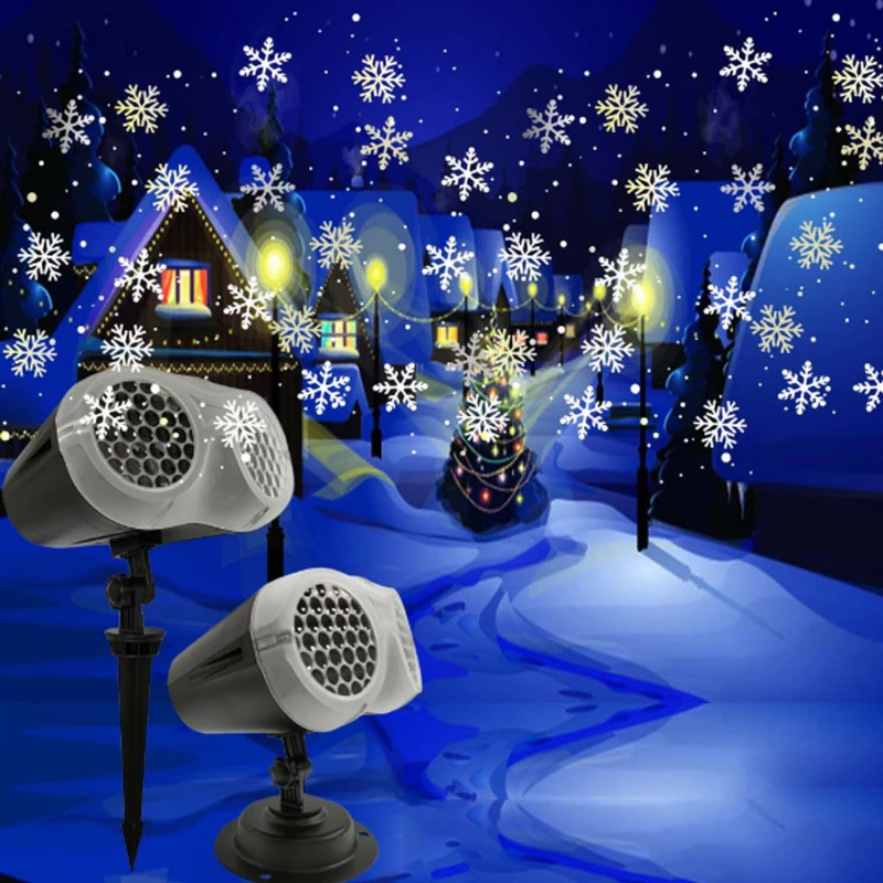 

Snowflake Projector Lights Holiday Lighting Waterproof Comkes Dynamic Xmas Pattern Outdoor Atmosphere Lamp Abs Rotating 9w