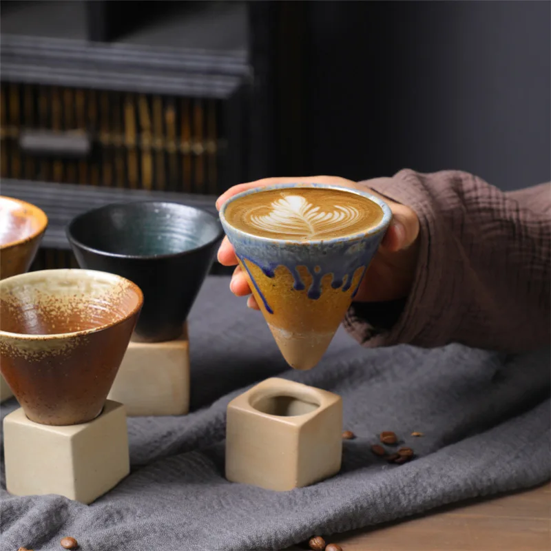 

Винтажная керамическая кофейная кружка, стакан, глазурованная кружка для чая, молока, пива с деревянной ручкой, чашка для воды в японском стиле, посуда для напитков для дома и офиса
