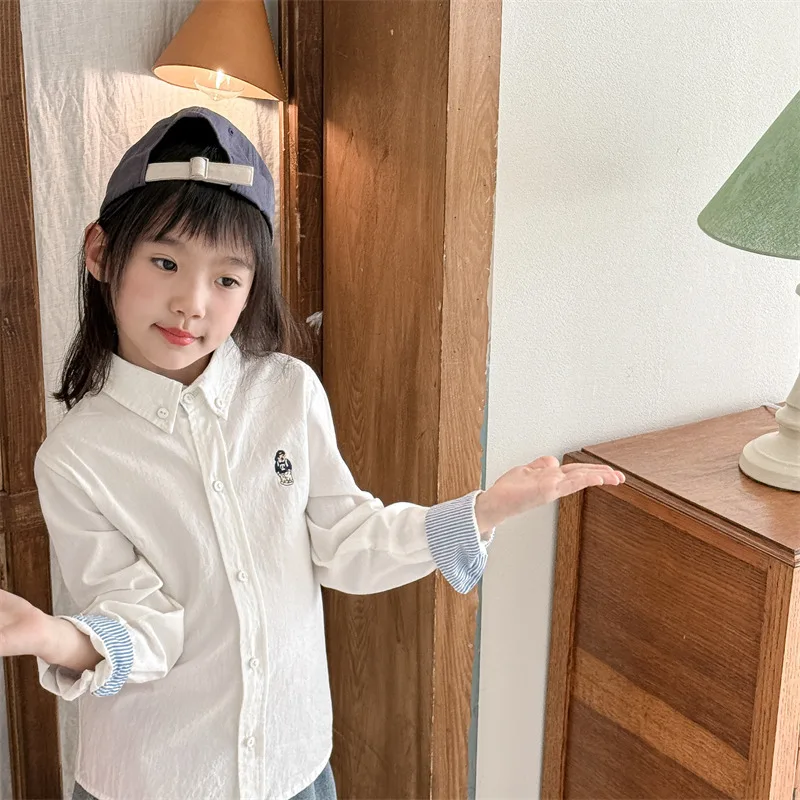 2024 Spring New Children Long Sleeve Shirts Fashion Girls Cartoon Lapel Shirt Baby Boys Cotton Tee Kids Casual Tops Clothes 10 S4b04770d7b78487d9c3bd5558eb394c05