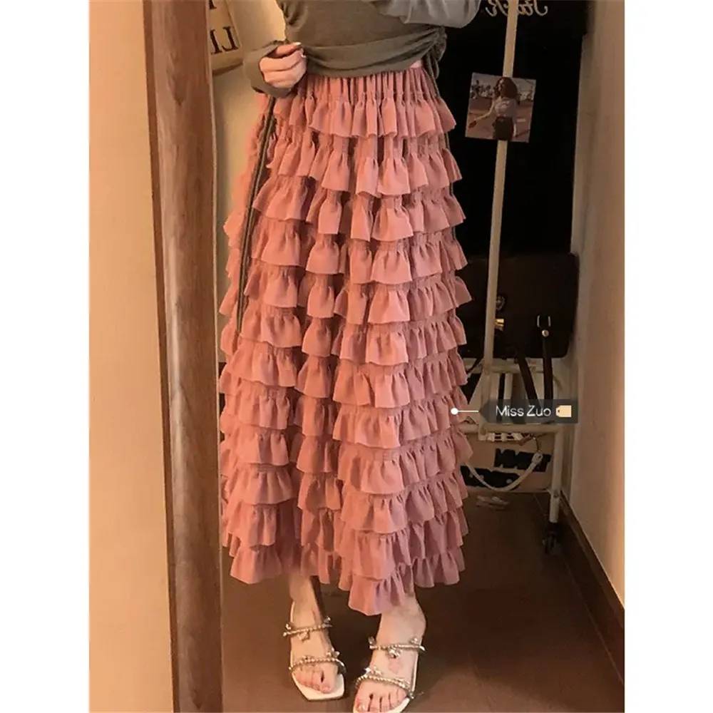 Elegant Layered Ruffles Midi Long A Line Skirt Women Runway Fashion Chic High Waist Casual Basic Bottom Saias Pleated Cake Skirt
Elegant Layered Ruffles Midi Long A Line Skirt Women Runway Fashion Chic High Waist Casual Basic Bottom Saias Pleated Cake Skirt