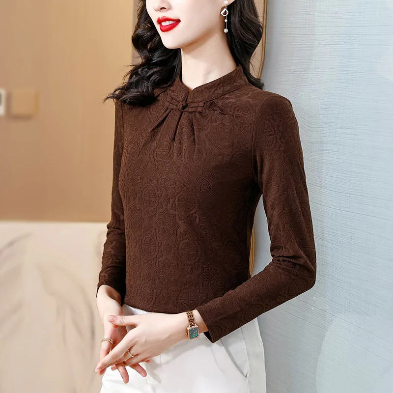 

Женская одежда, осенняя футболка с длинным рукавом, элегантные модные элегантные винтажные пуловеры в Корейском стиле, женские облегающие однотонные топы на пуговицах