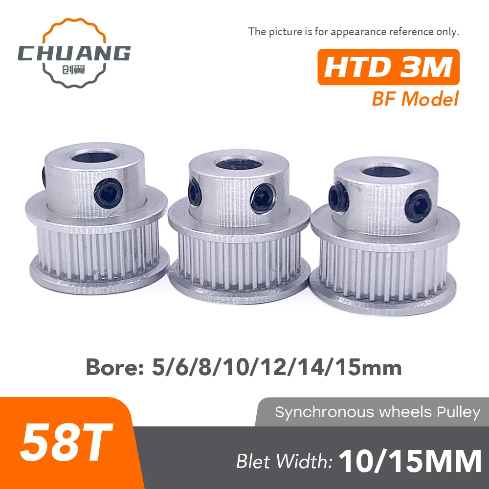 HTD 3M BF model 58Teeth Bore5/6/8/10/12/14/15mm Timing Belt Width 11mm 16mm 3D printer CNC Parts
HTD 3M BF model 58Teeth Bore5/6/8/10/12/14/15mm Timing Belt Width 11mm 16mm 3D printer CNC Parts