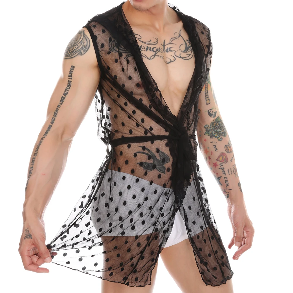 Sexy Men Lingerie Lace Nightgown See Through Dress Robe Underwear Sleepwear Pajamas For Gay Erotic Costume Transparent Bathrobe
Sexy Men Lingerie Lace Nightgown See Through Dress Robe Underwear Sleepwear Pajamas For Gay Erotic Costume Transparent Bathrobe