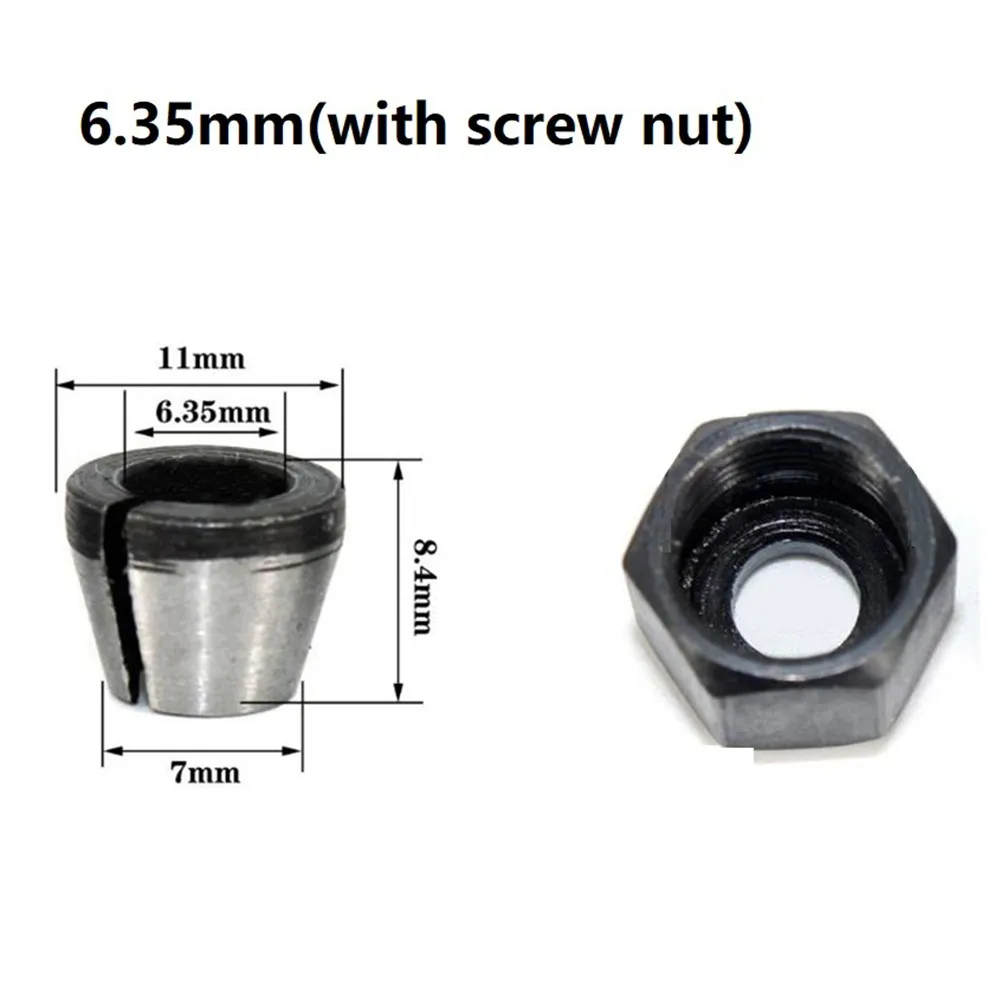 6mm/6.35mm/8mm Collet Chuck Adapter &Nut Set For Engraving Trimming Machine Chuck Electric Router Milling Cutter Accessories
6mm/6.35mm/8mm Collet Chuck Adapter &Nut Set For Engraving Trimming Machine Chuck Electric Router Milling Cutter Accessories