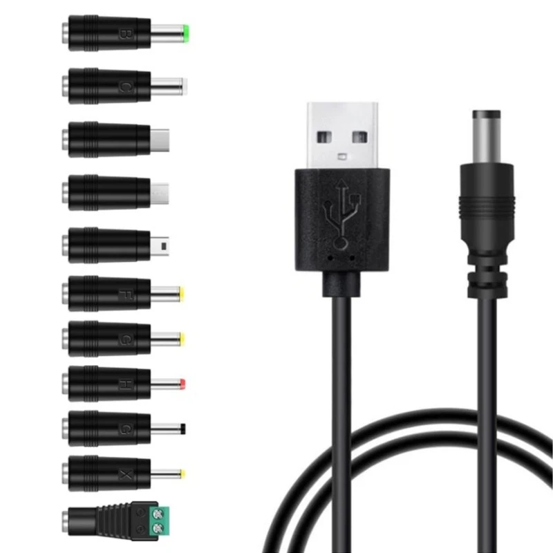 Зарядный кабель USB-DC5521. Кабель питания USB-DC5V. Кабель для зарядки 5,5x2,1 мм и 14 адаптеров для нескольких устройств F0T1.
Зарядный кабель USB-DC5521. Кабель питания USB-DC5V. Кабель для зарядки 5,5x2,1 мм и 14 адаптеров для нескольких устройств F0T1.