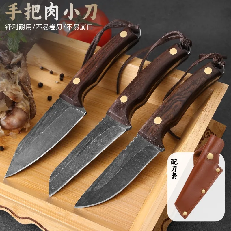 

Forged bone picking knife, sharp wooden handle, straight knife, handle, meat knife, barbecue meat, lamb, outdoor knife