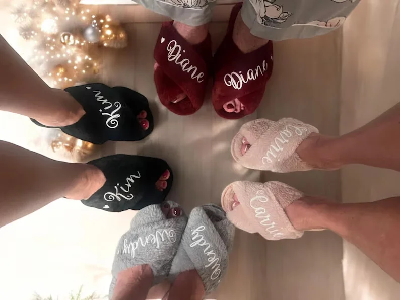 Custom Fluffy Slippers Set for Bridal Party | Personalized Soft Bridesmaid Slippers | Bachelorette Party Gifts | Fluffy Slippers 5 S4b11c89325494596943b2fea0ad7d3dcs