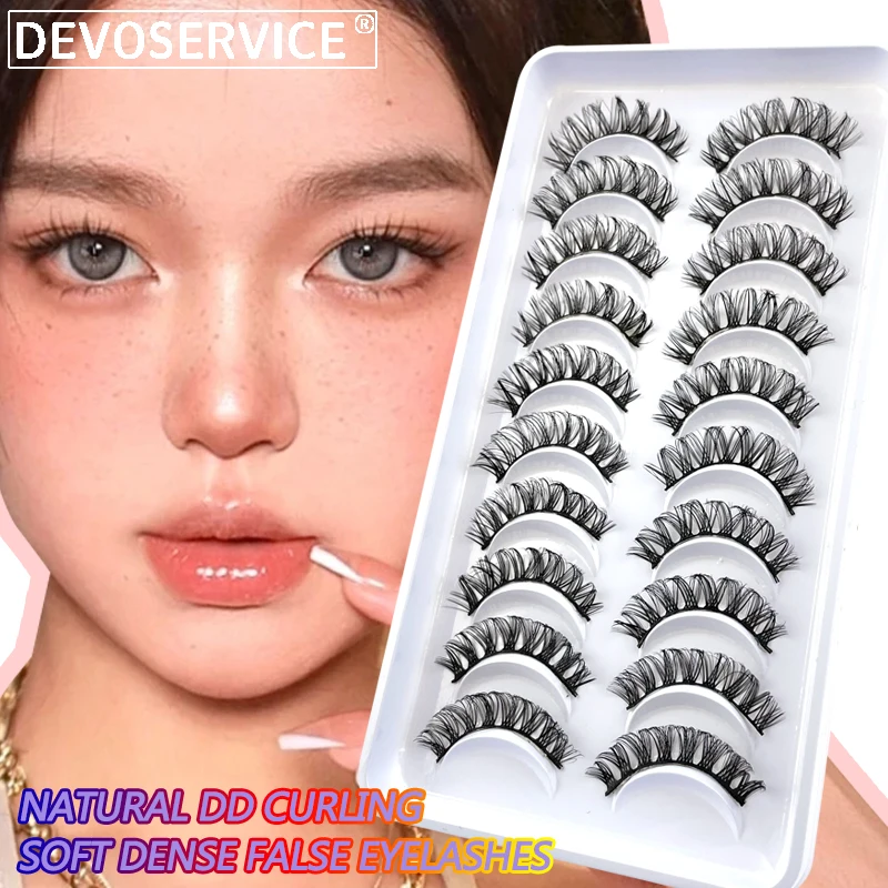 

New 10Pairs DD Curl Russian Strips Lashes Fluffy Thick Soft Lash Natural 3D Mink False Eyelashes Extension Faux Cils Maquillaje