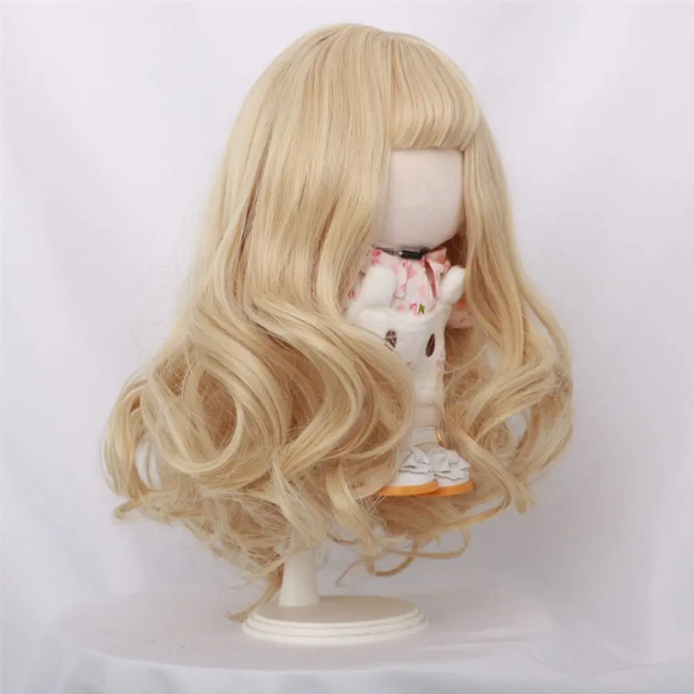 

Smooth High quality Dolls Accessories Fake Heat Resistant Fiber Girl Toy Wigs Plush Doll Wigs Long Blonde Curls Cosplay Hair